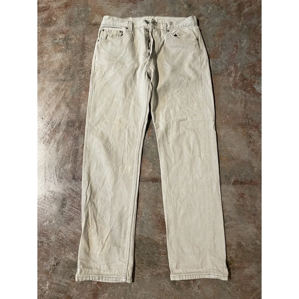 Vintage Levi's 501 Made‎ In USA 0115 Brown Khaki Denim 33W x 32L *